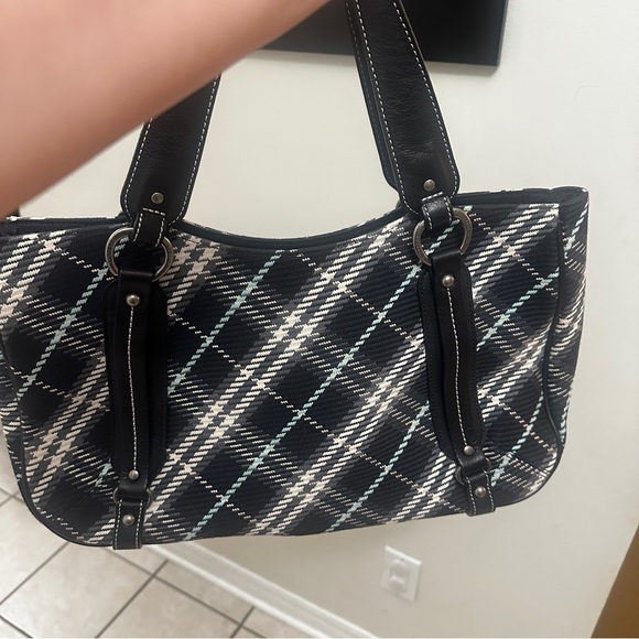 BURBERRY Nova Check Blue Label Tote Bag Canvas Black Auth hk1018 - Picture 3 of 15